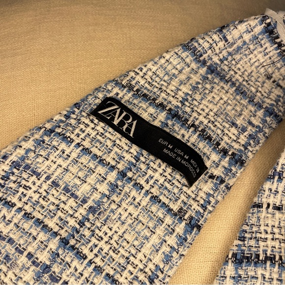 ZARA Blue Tweed Double Breasted Mini Dress Size M | Blogger Favourite - Picture 12 of 12